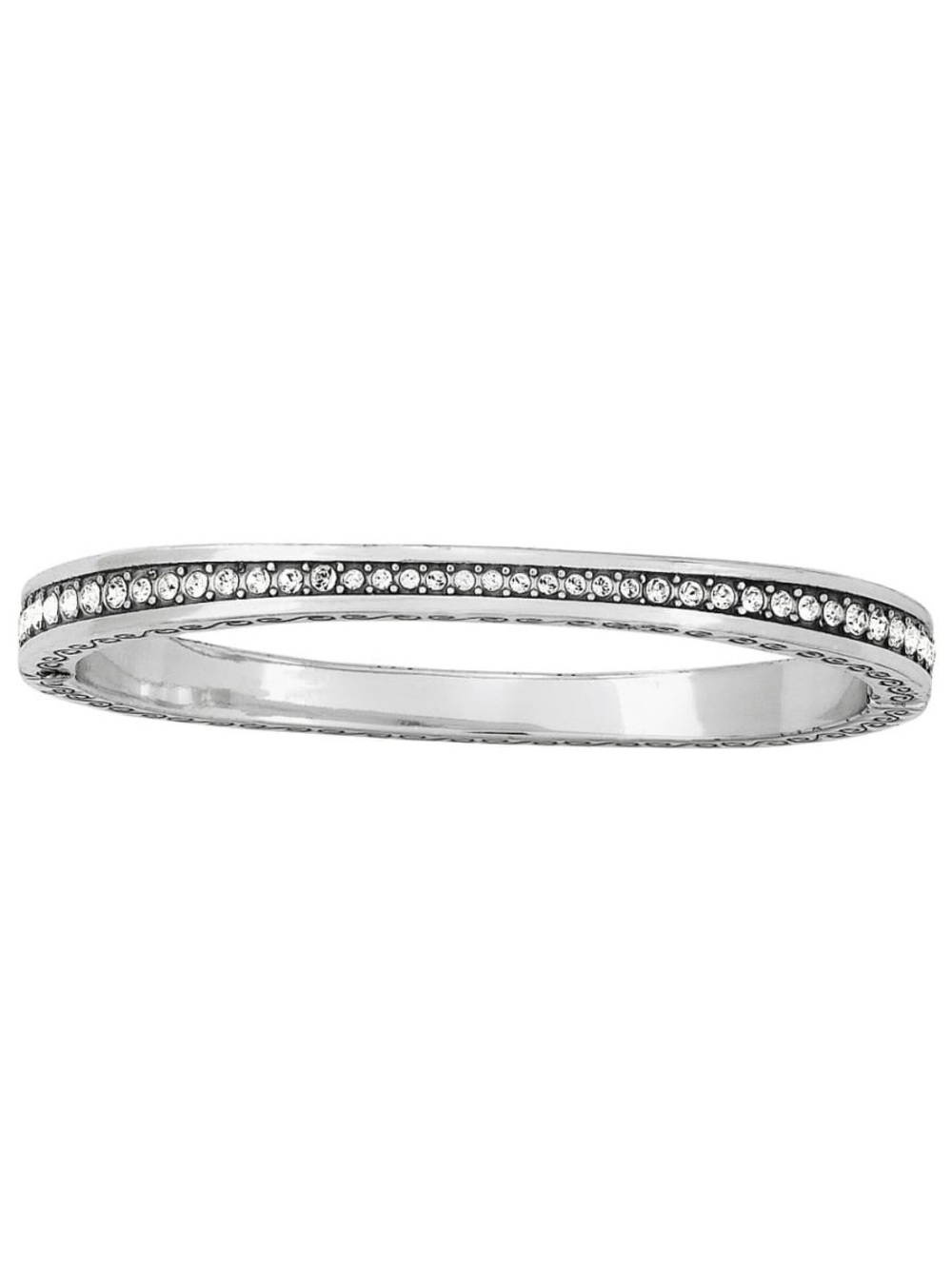 Brighton Silver-Tone Scroll Magnetic Hinged Bangle Bracelet - Silver